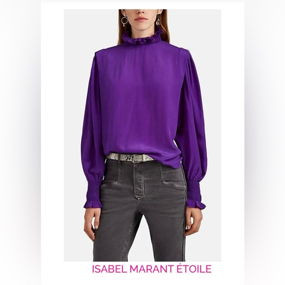 Isabel Marant Yoshi Ruffle-Neck Étoile Silk Blouse